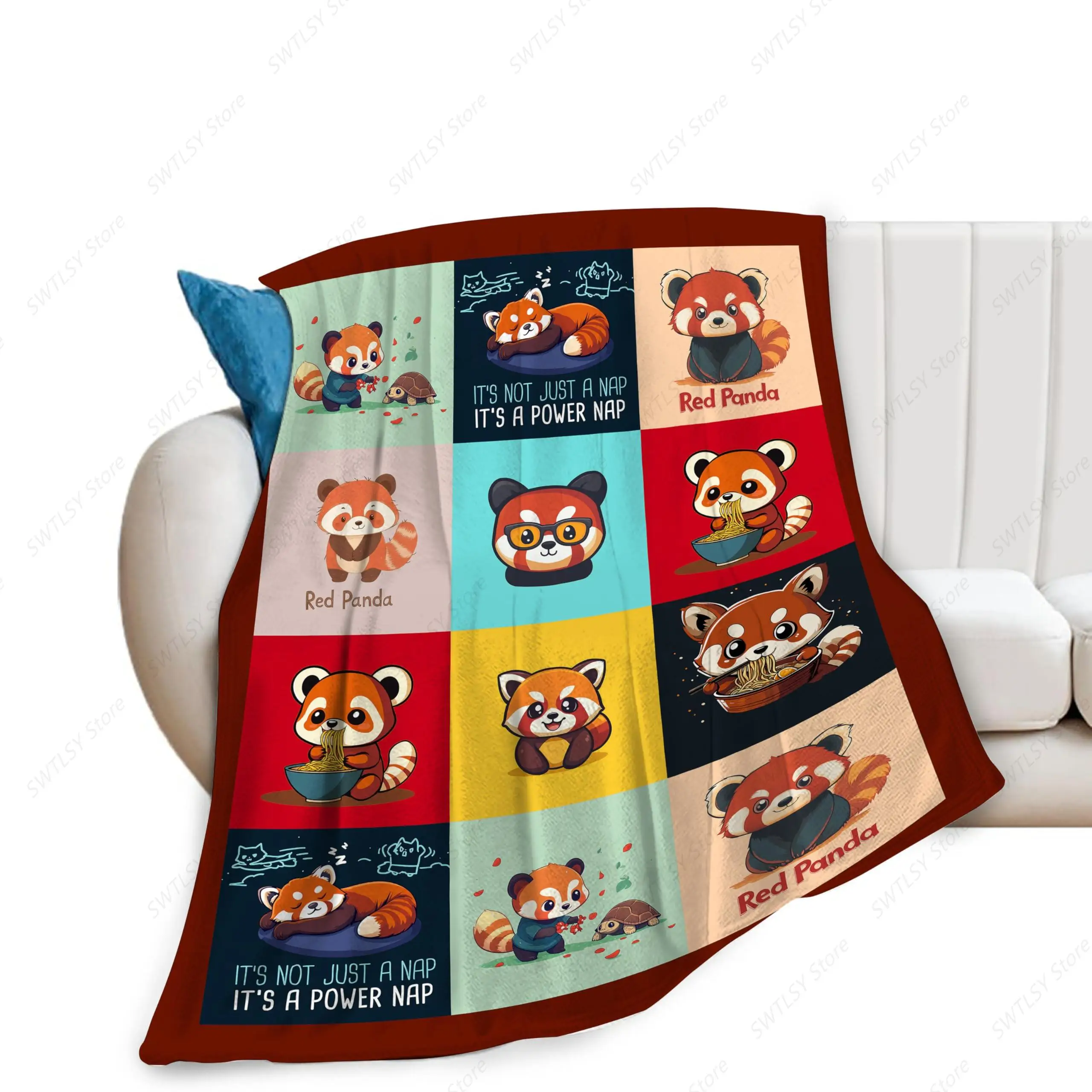 Cute Red Panda Blanket Toddler Panda Fleece Throw Blanket Fuzzy Plush Super Soft Cozy Warm Nursery Red Panda Decor Bedding Stuff