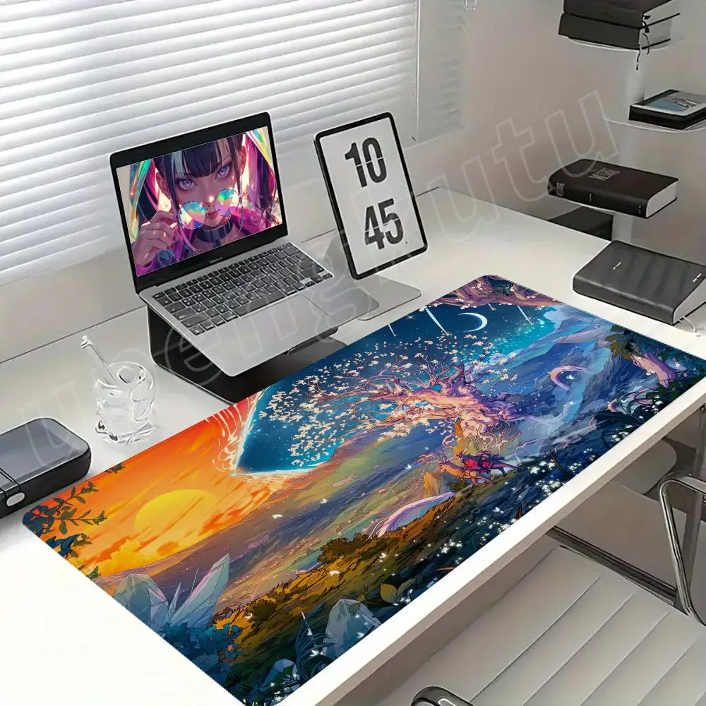 

Sunset Mountain View Silicone Gaming Mouse Pad Large Keyboard Pad Topographic Mouse Pad for Keyboard with Anti-Slip Table Mat