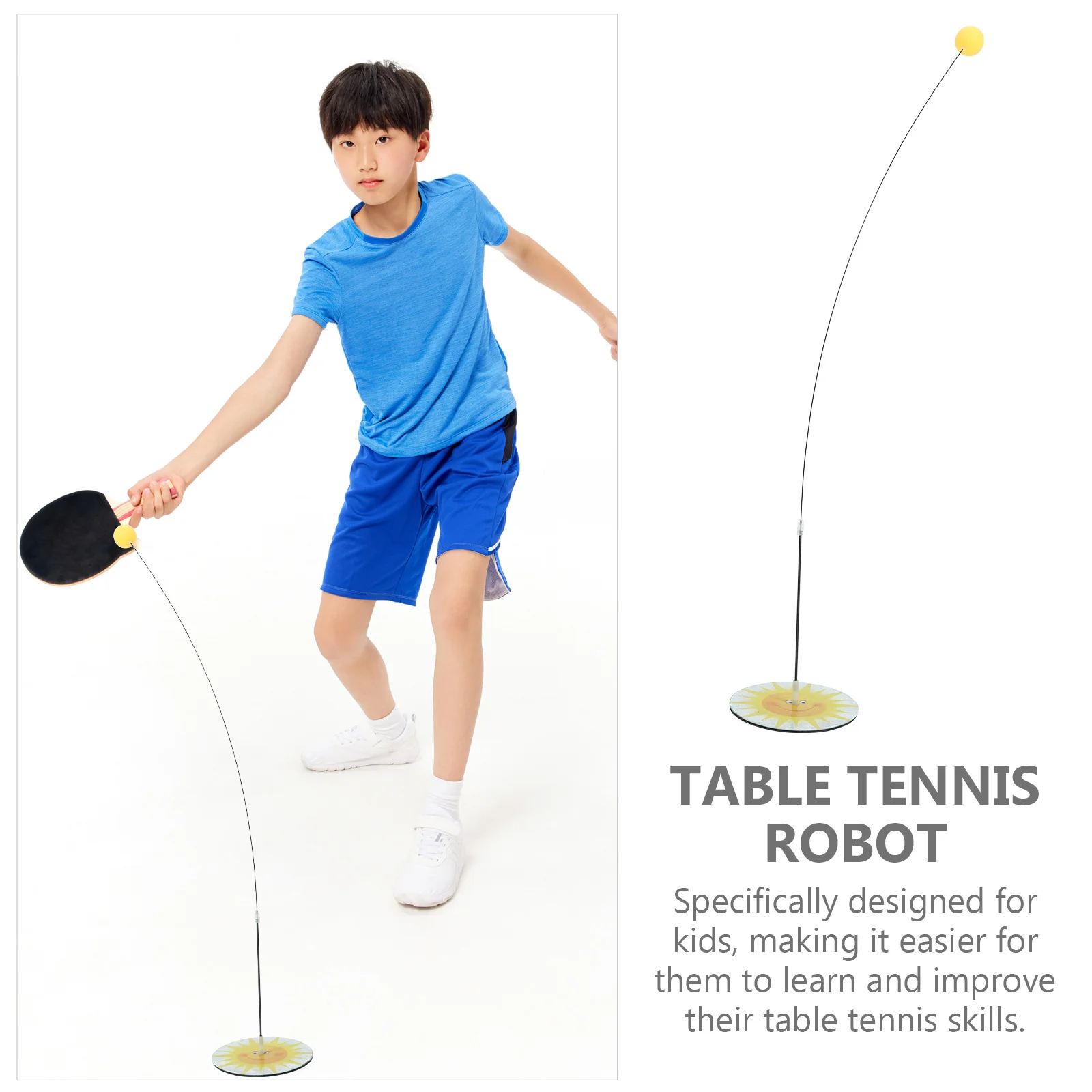 1Set Pelatih Tenis Meja dengan Elastisitas yang Dapat Disesuaikan Dirancang untuk Anak-anak, Tahan Lama, Praktis, Penggunaan Jangka Panjang, Latihan Multi-Fungsi
