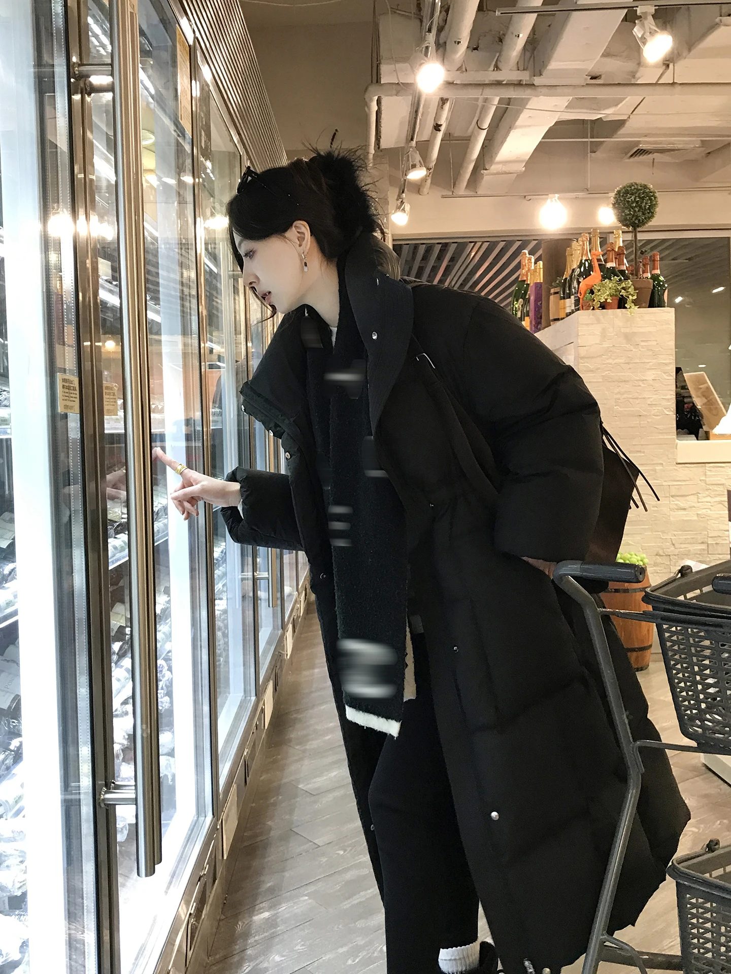 

Aboutpoem Summer Poem Soft Light Du down Long Coat Adjustable Waist Stand Collar Lightweight Women's Faion Winter Jaet