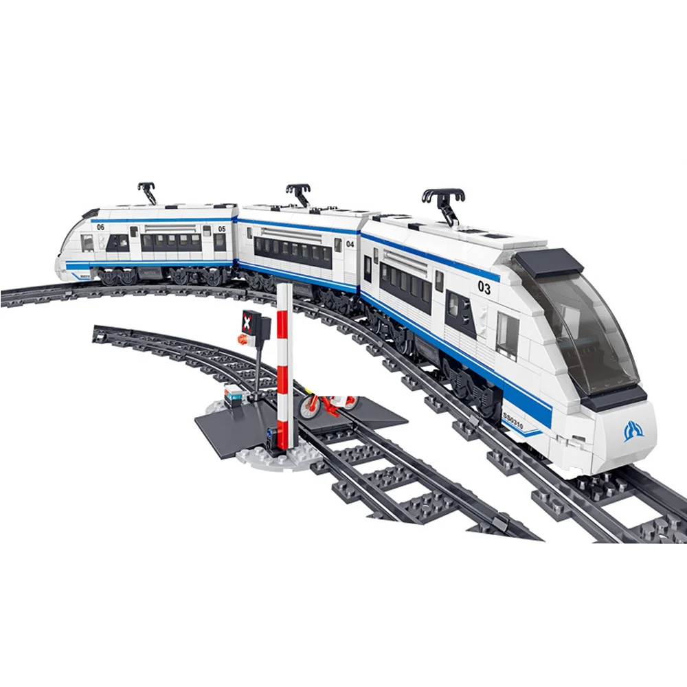 

Technical Batterypowered Building Block High Speed Train Vehicle Electric Railway Construction Brick Figures BO Toys For Gifts