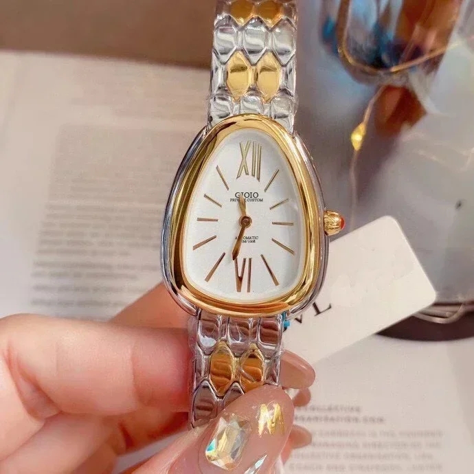 

Luxury Women Lady Quartz Watch Snake Stainless Steel Silver Yellow Gold Red Green Black Rome Dial