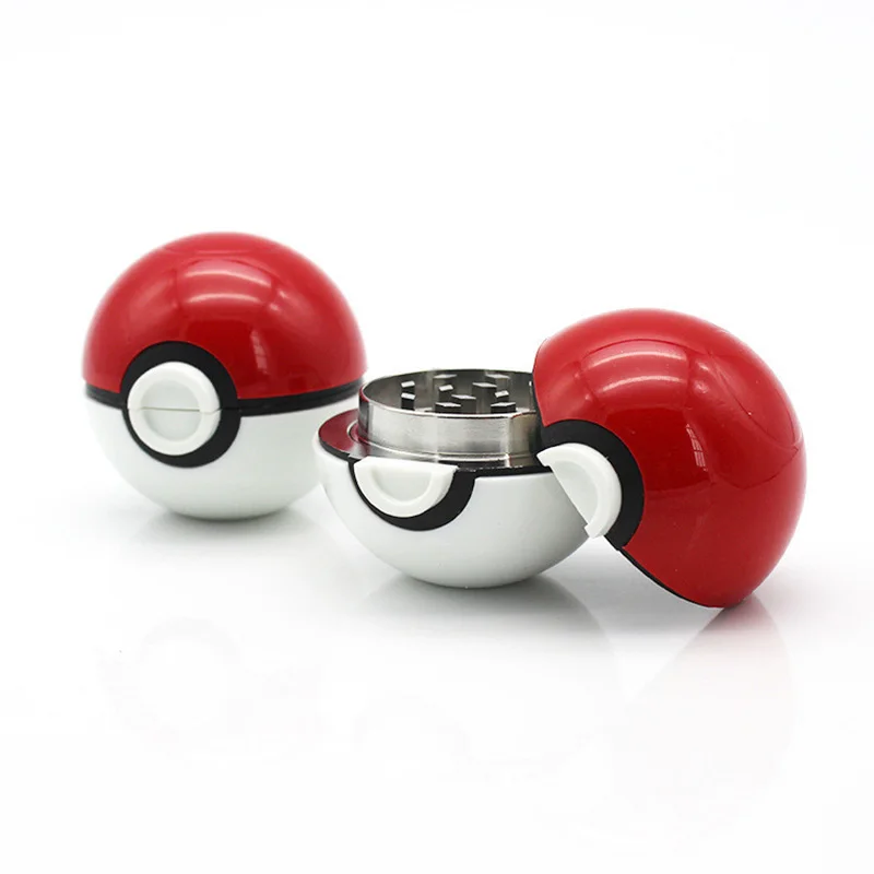 Pokeball 55mm Poke Ball Herb Zinc Alloy Plastic Metal Grinders 3 Parts Smoking Accessories