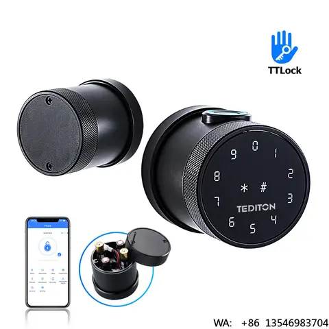 Wifi Remote Control Biometric Fingerprint Round Knob Door Handle Ttlock Deadbolt Keypad Door Lock  Smart Door Lock