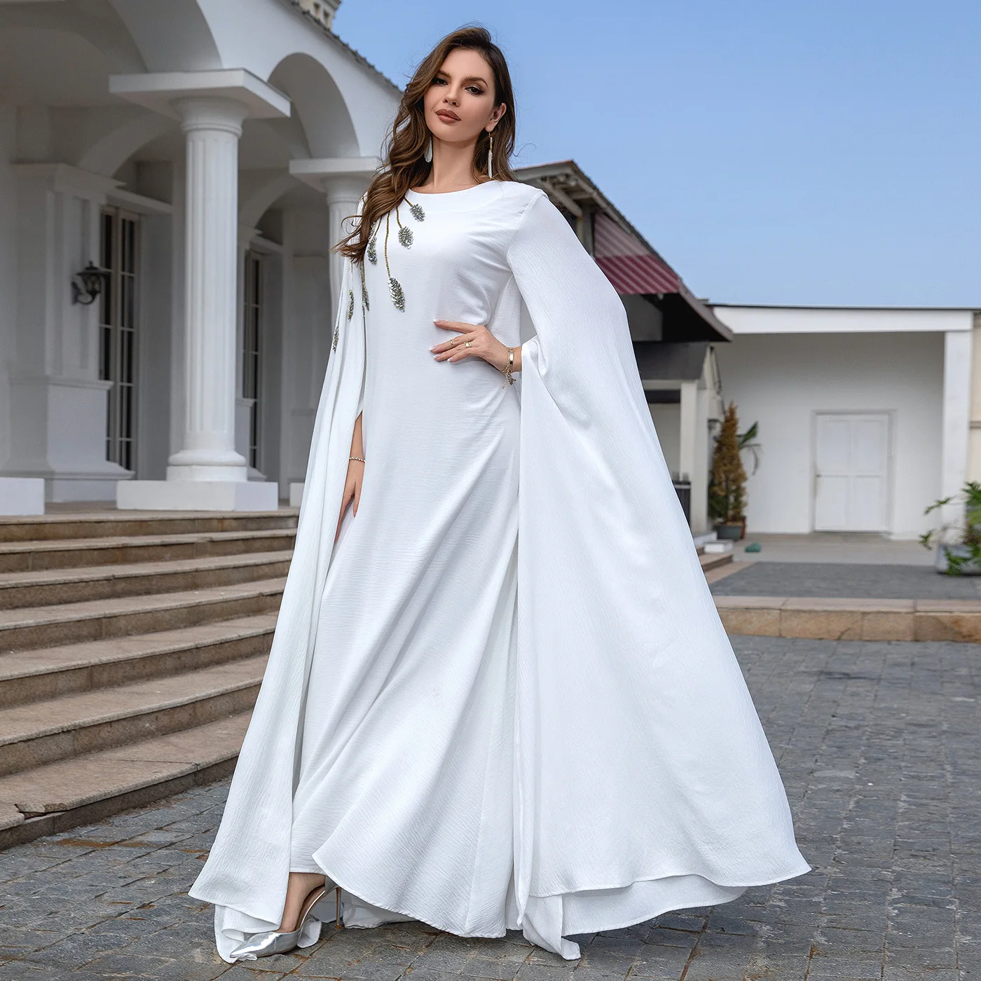 Morocco Kaftan Vestidos Women Muslim Abaya Maxi Dress Elegant Gilding Fashion Design Print Long Sleeve Muslim Ramadan Dubai Robe