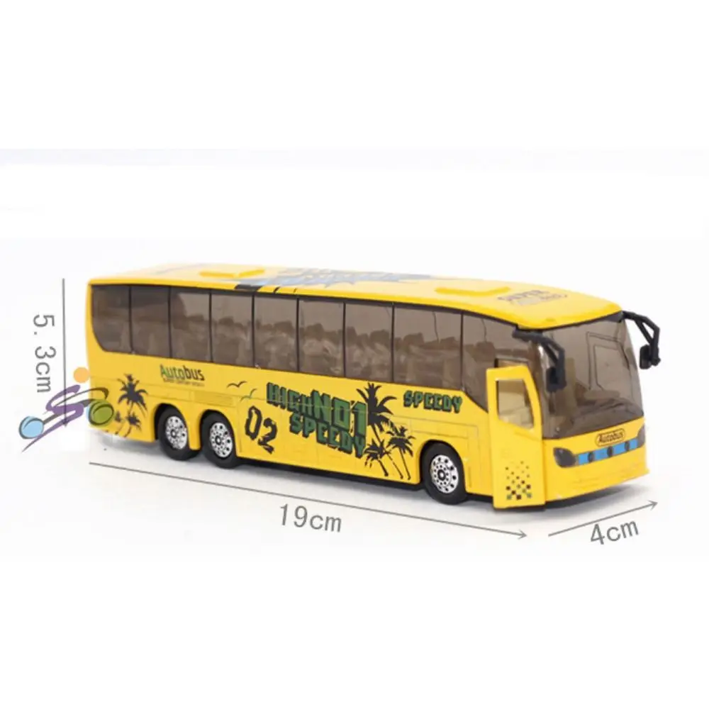 Kids Gift Bus Shape Light and Music Vehicle Model Alloy Bus Model Pull Back Extended Bus Toys
