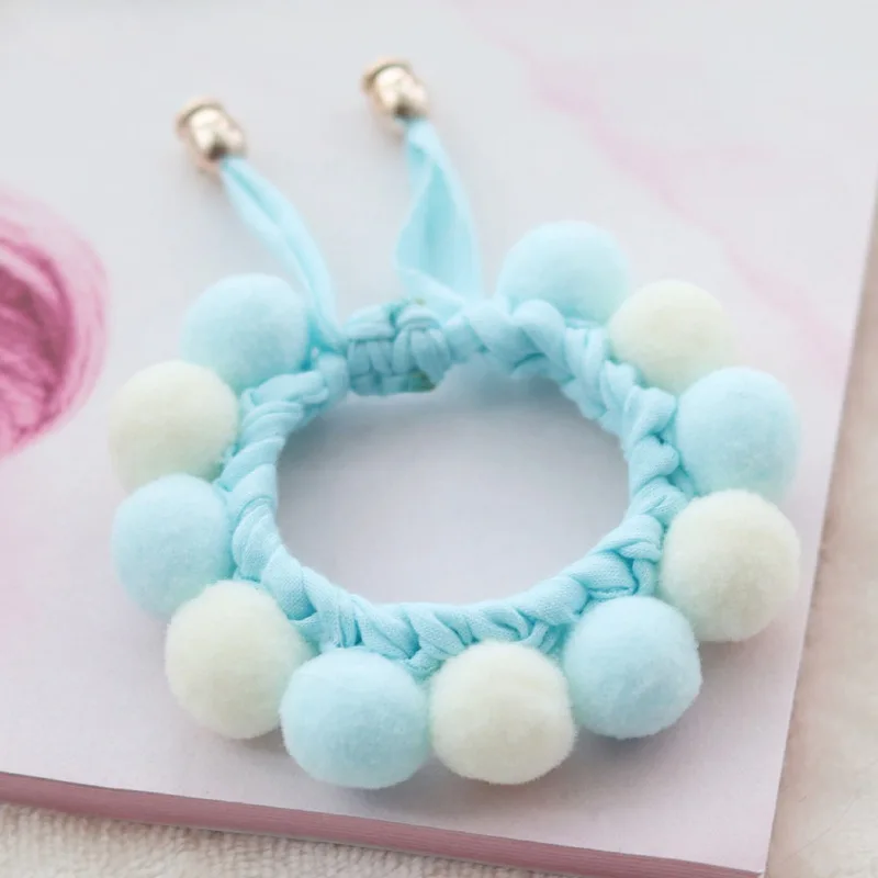 Pom Pom Dog Collar Elastic Cat Collar Plush Ball Necklace Festival Birthday Gift for Kitty Kitten Puppy