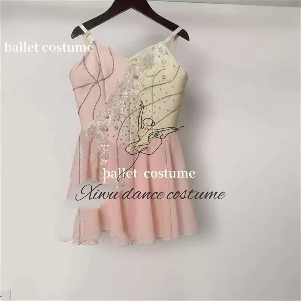 Vestido de variación de chica mágica de Cupido de Ballet, Falda corta de rendimiento, ropa de competición para adultos y niños