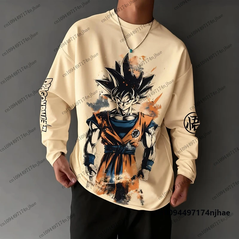 2026 Herbst Neues Dragon Ball Wukong Print Langarm-T-Shirt für Herren und Damen, lässige Streetwear, Herrenbekleidung, lockere Oversize-Oberteile – Detail 5