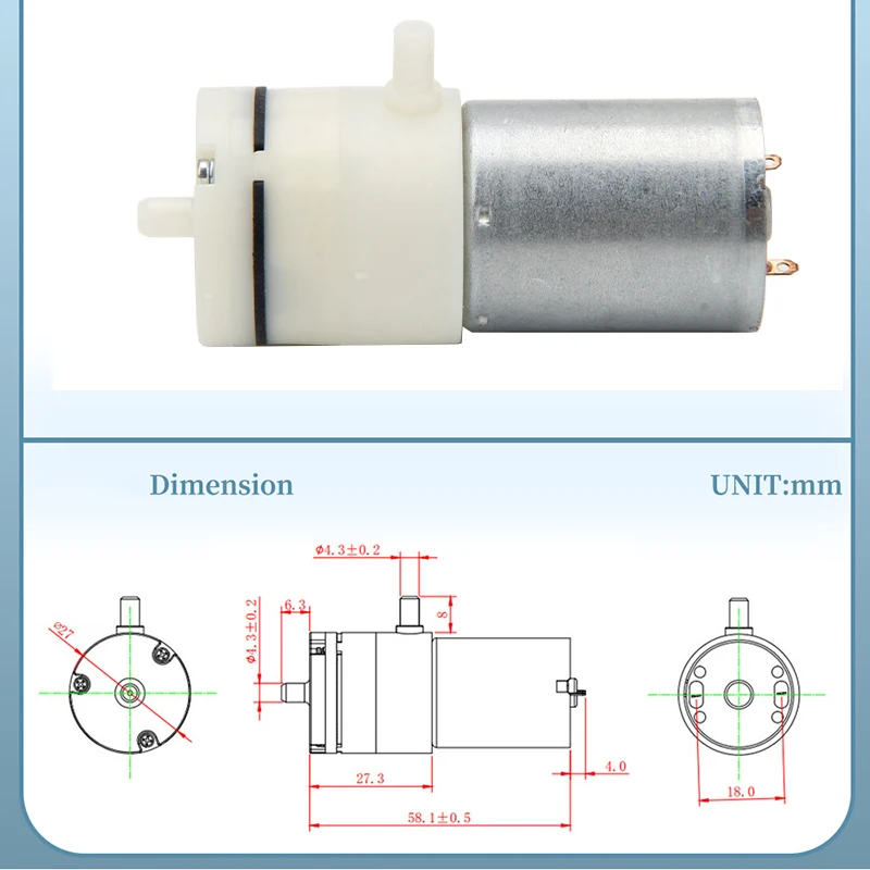 Mini Pompe à Air à Membrane avec Moteur 3.7, Pompe à Vide, Aspiration à Pression Négative, Tire-Lait, Gonfleur d'Aquarium, DIY, 370 V, 6V, 12V