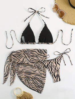 2024 सेक्सी तीन पीस बिकनी सेट महिलाओं के लिए समर बिकनी सारोंग स्कर्ट स्विमसूट के साथ महिलाओं के स्विमवियर तेंदुए प्रिंटेड बाथिंग सूट 10 best sales बिकिनी एनिमल प्रिंट - №1