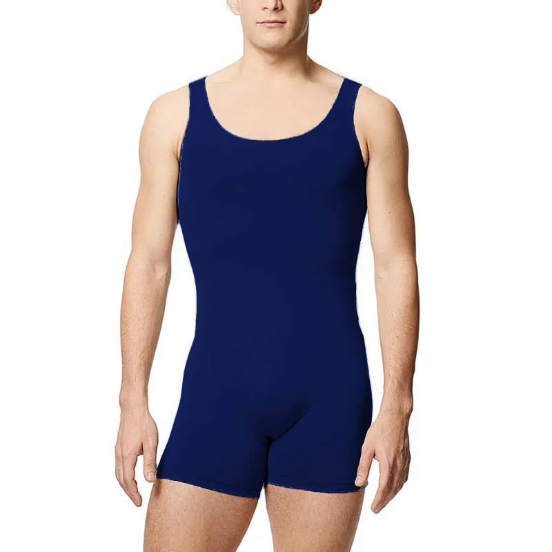 New Men Tank Shorty Unitard Adult Workout Tank Dance Gymnastics Ballet Latin Biketards Stage Costumes Spandex Unitards Nylon