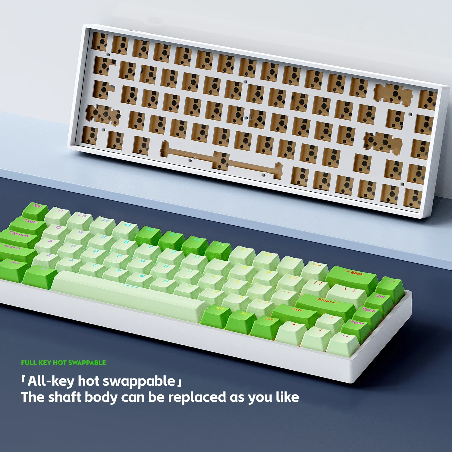 68 teclas teclado mecânico tri-mode com fio/2.4g/bluetooth teclado sem fio rgb teclado para jogos teclado ergonômico