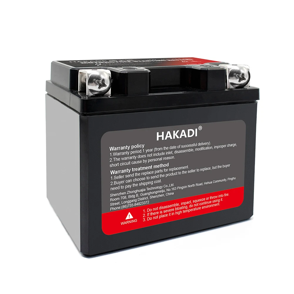 HAKADI 12V 3Ah LTO Rechargeable Battery Pack High Rate Low Temperature Discharge CCA 350 For Motorcycle Starter Long Cycle Life