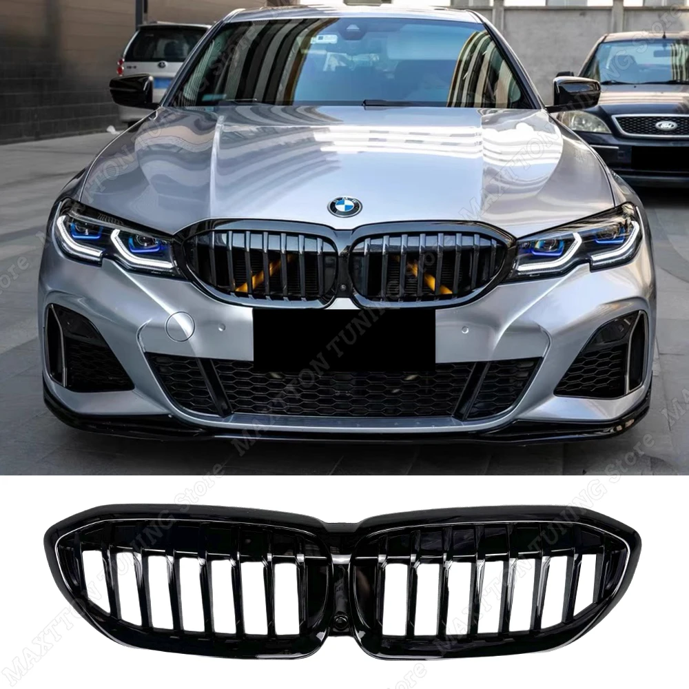 

Для BMW 3 серии G20 G21 Pre-Lci 318i 320i M340i 2019-2022 Передний бампер Решетка почек с одной планкой Глянцевый черный комплект кузова