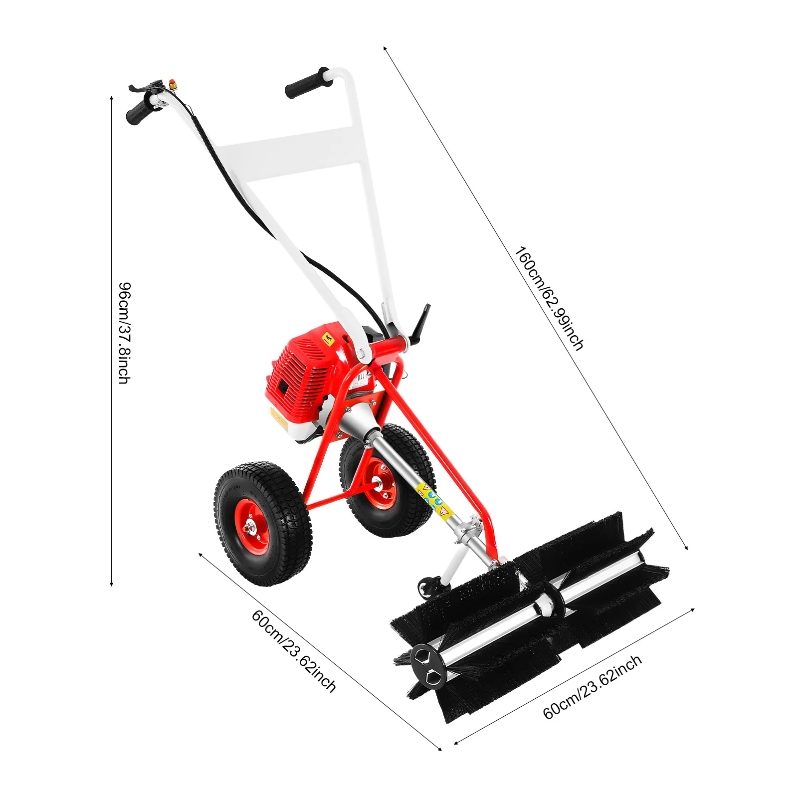 43CC 1.7HP Hand Push Sweeping Machine Broom Fuel Power Single-cylinder Air-cooled 2-stroke Engine