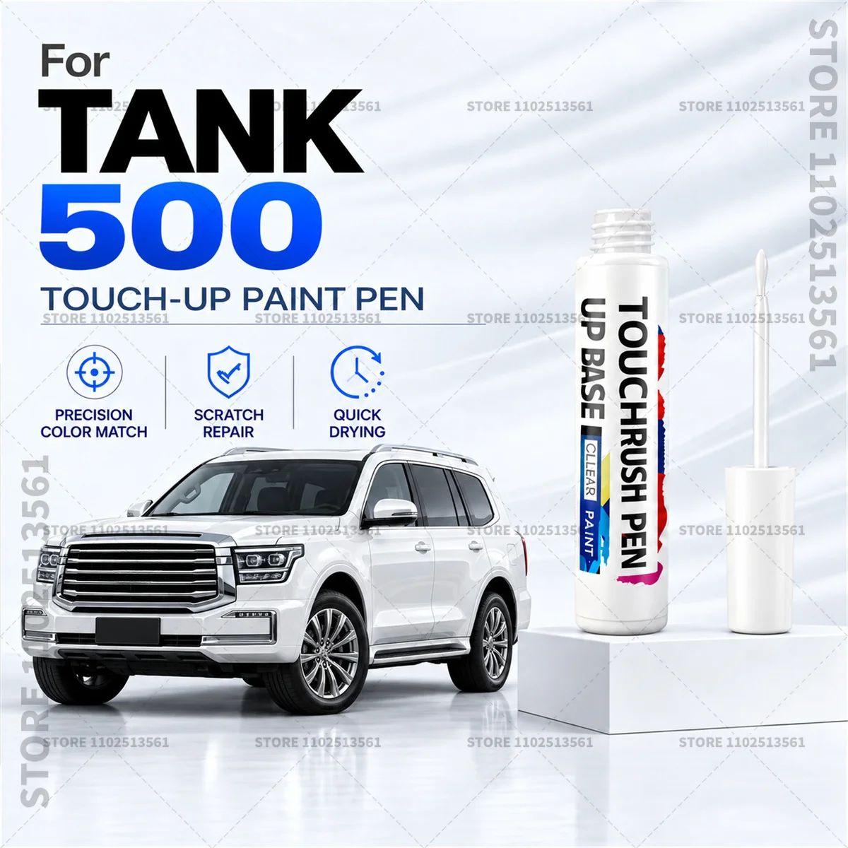 For GWM Tank 500 Car Paint Touch Up Pen Scratch Repair Remover Auto Body Repair Marker Waterproof Car Paint Repair Tool White