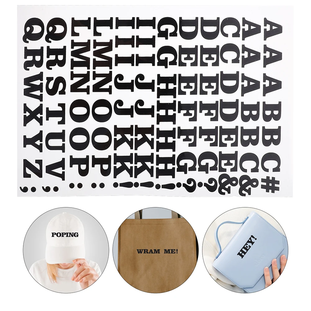 

4 Pcs Iron-on Letter Stickers for Clothes Heat Transfer Vinyl Black Letters Clothing Small Craft Accessories