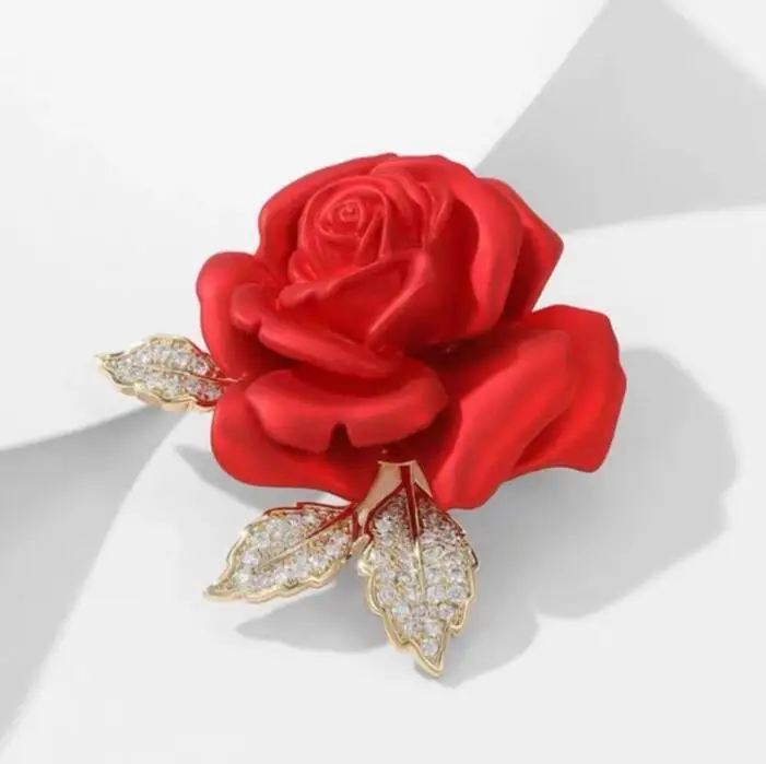 Red Rose Temperament Brooch High-end Suit Accessory Brooch Atmospheric Clothing Accessory Fashionable Exquisite Design Brooch