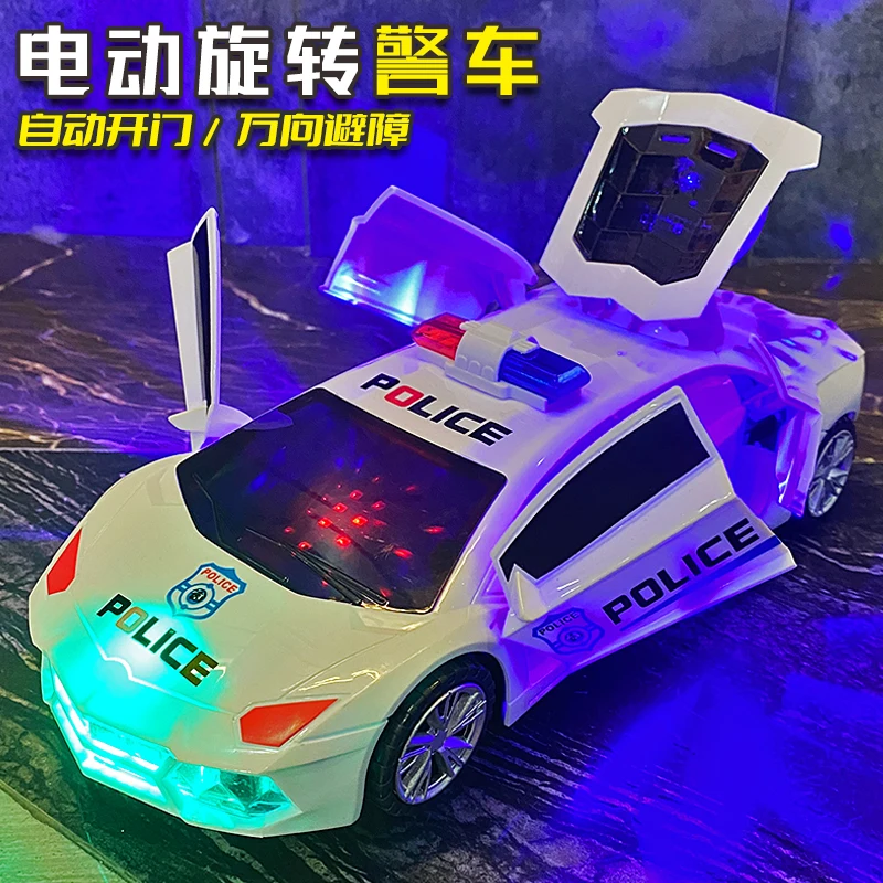 Voiture de police électrique rotative pour enfants, jouet universel pour garçons et filles, musique Shoous, déformation phtalique