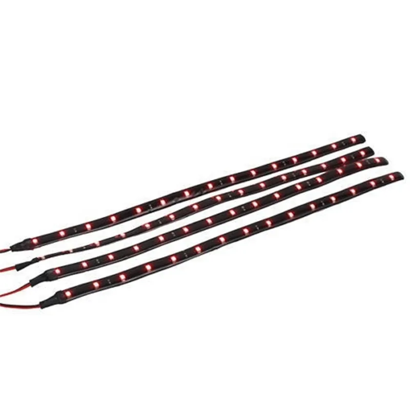 Tiras de luz impermeáveis flexíveis para carros e caminhões, luzes decorativas macias para Motor Grill, 12V, 30cm, 15 LED, 6 cores, 4 peças