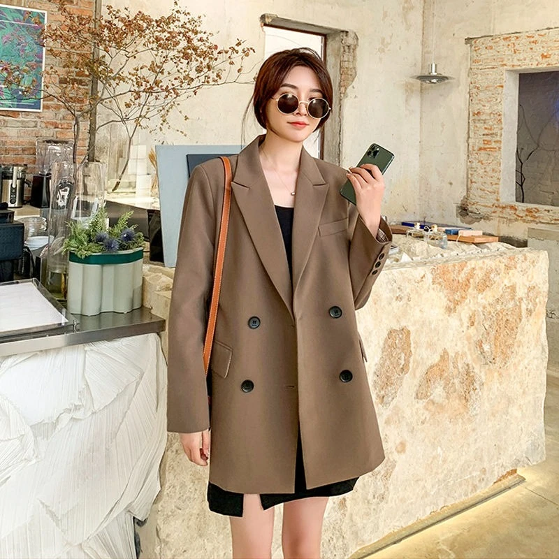 

Женский свободный крой, модный весенне-осенний корейский стиль 2022, повседневный шикарный костюм средней длины, топ для студентов