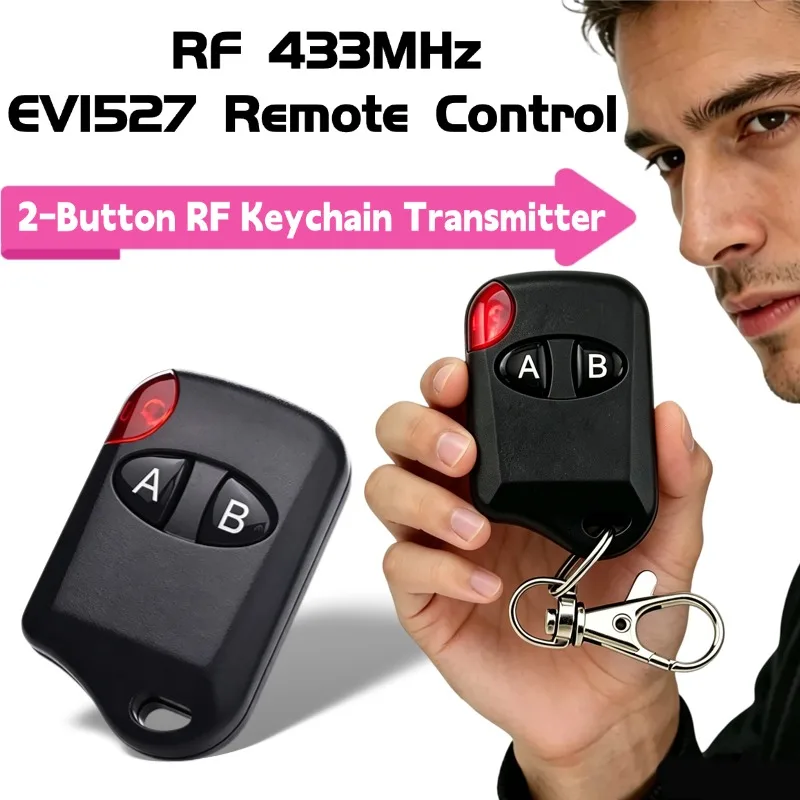 EV1527 Chip 433MHz RF Remote Control 2‑Button Key Fob Transmitter For Wireless Relay Switch Garage Gate Door Opener