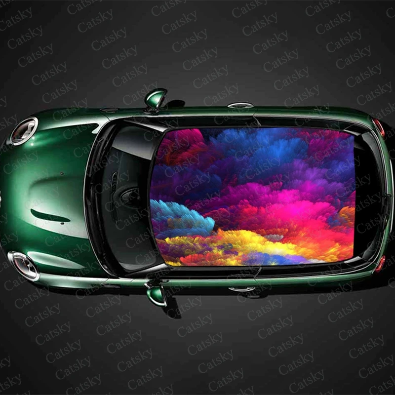 Color Splash Print Car Roof Sticker Wrap Racing SUV Auto Accessories Packaging Painted PVC Car Hood Graphic Decal Decoration