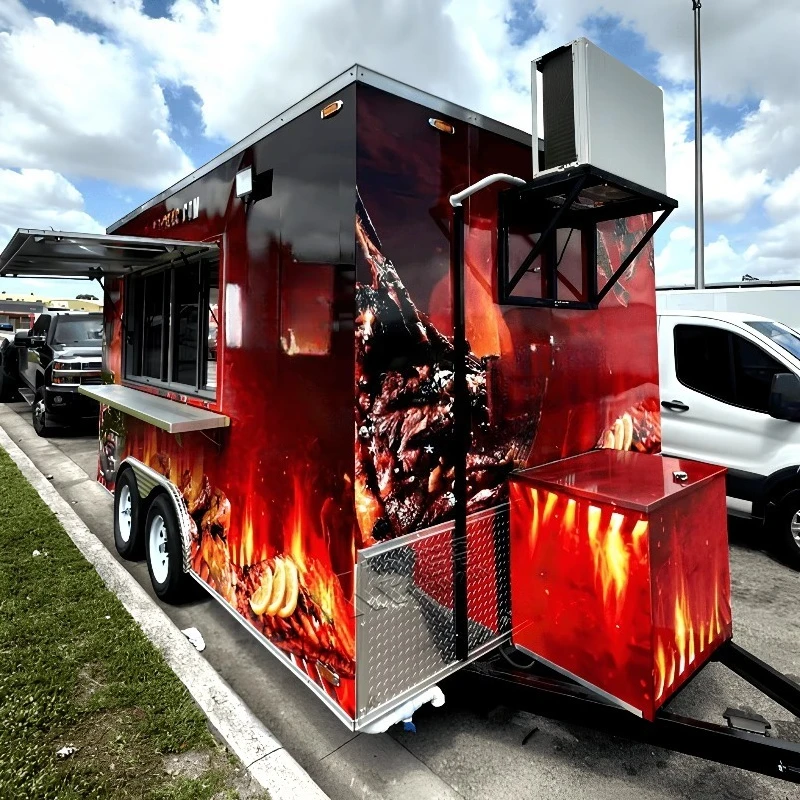 Fast Food Mobile Barbecue Truck New Style Full Kitchen Shawarma Food Cart Efficient Trailer Food Truck