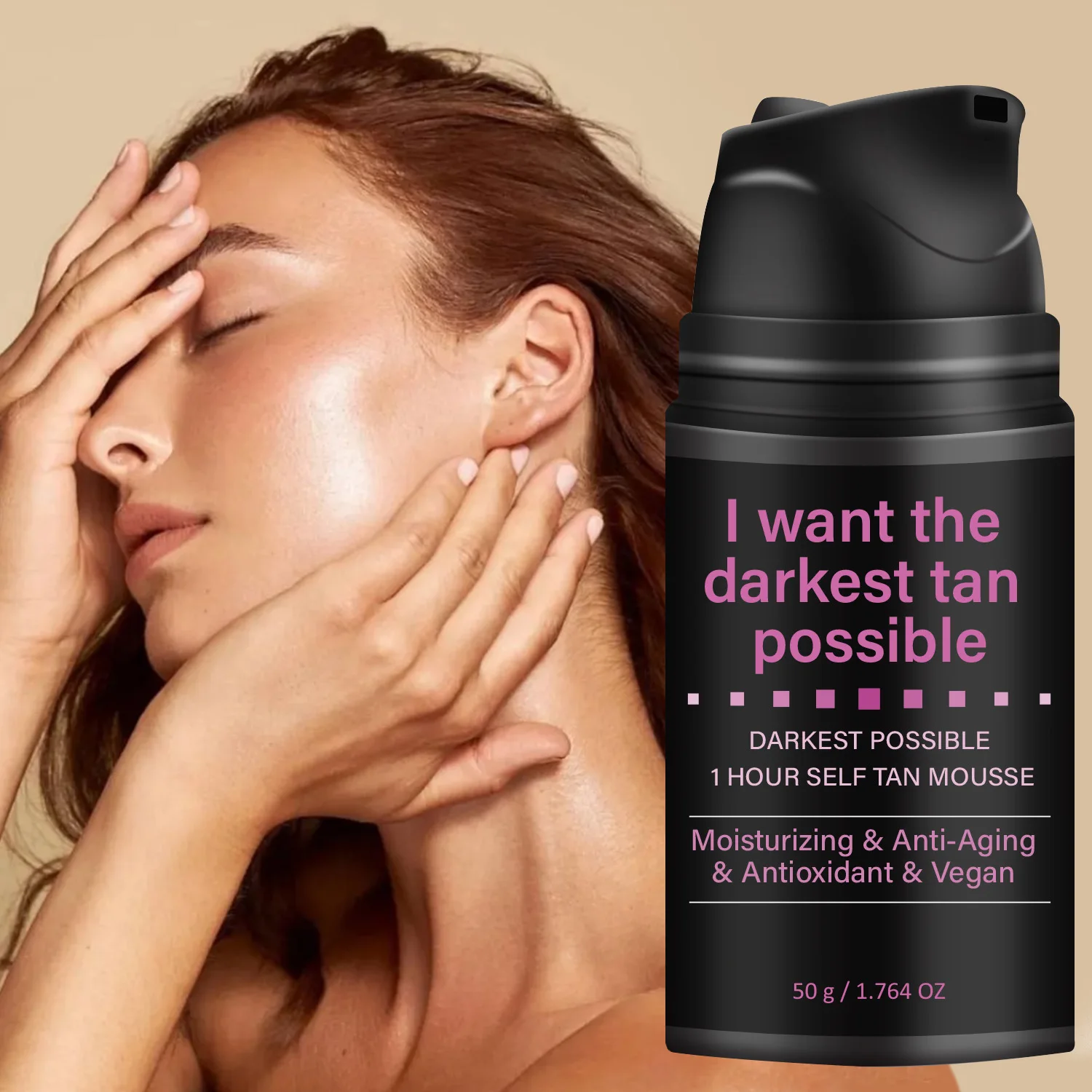 Logra el Bronceado Más Intenso en 1 Hora | Espuma Autobronceadora de Secado Rápido, Sin Olor a Bronceado Artificial | Hidratante y Antioxidante, 50g