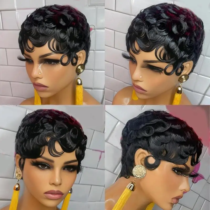 

31BF Soft Natural Human Hair Short Curly Adjustable Strap For Daily Use