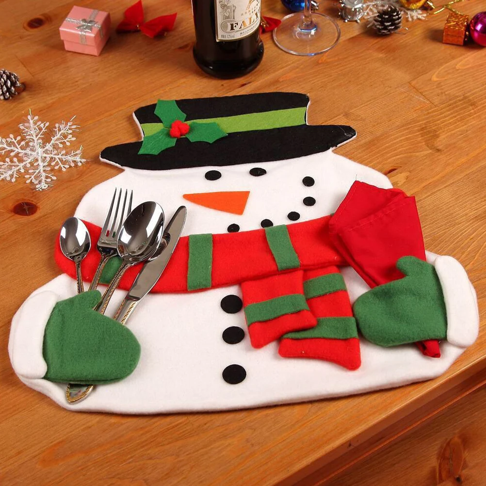 

Christmas Snowman Placemat Cloth Fabric Table Mat Exquisite Design Dining Protection Scratch Resistant Stainproof Home