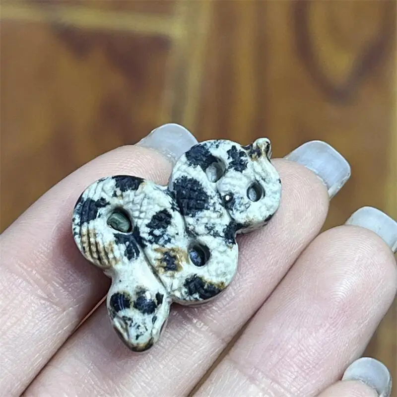 2PCS Natural Balmatin Snake Carving Crystal Carved Hands Healing Gemstone Sculpture Energy Decoration Gift