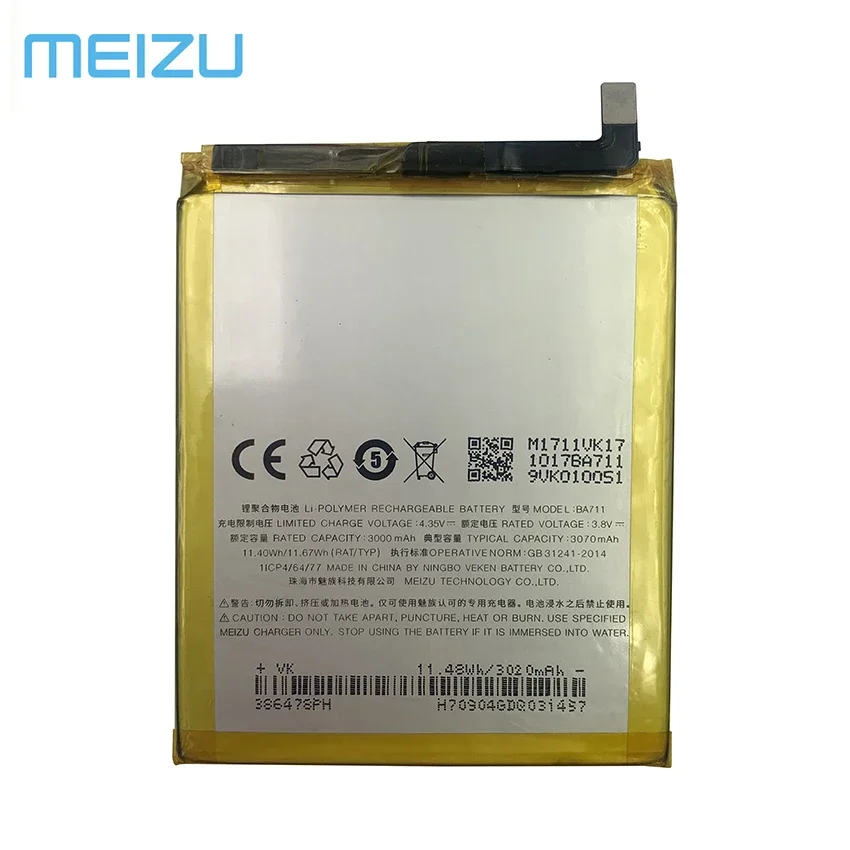 100% Original 3070mAh BA711 Battery For Meizu M6 Meilan 6 M711M M711C M711Q M711H  Mobile Phone Batteries Bateria