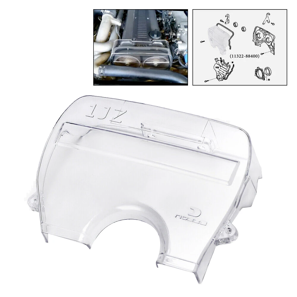 Cubierta de correa de distribución de engranajes de leva transparente, polea de leva Turbo para Toyota Supra 1Jz Soarer Chaser Cresta Mark II 86-96, 2.5L