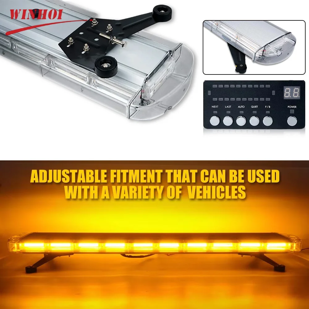 120cm LED Strobe Bar 88 LED Amber Warning Beacon 12V Roof Strobe Lights with Mounting Bracket for Car Rooftop Trailer Vehicle