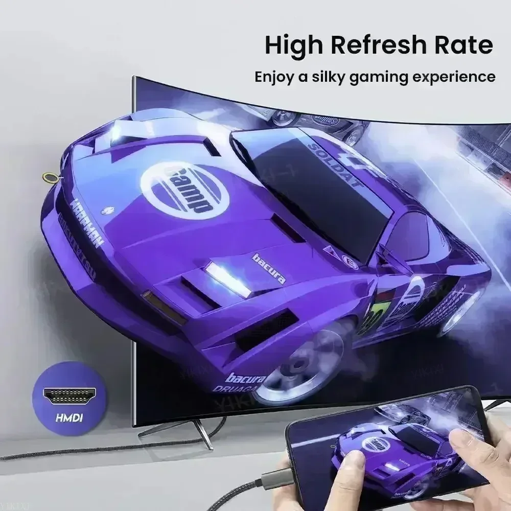 30 هرتز HD 4K نوع C إلى HDMI محول متوافق USB 3.1 HUB HDTV محول كابل آيفون 15 للكمبيوتر ماك بوك باد سامسونج المحمول #5