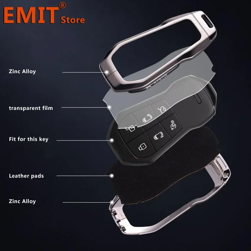 سبيكة الزنك الجلود حالة مفتاح السيارة ، غطاء الحماية عن بعد ، قذيفة حقيبة ، حامل حلقة المفاتيح ، اكسسوارات فوب ، Xpeng ، Xiaopeng ، X9