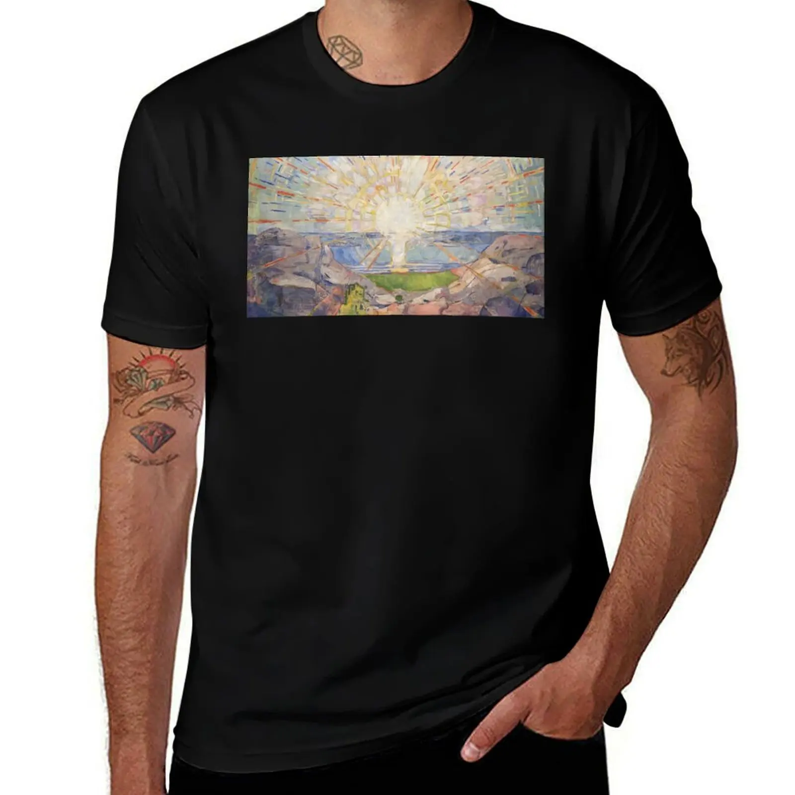 

Solen The Sun by Edvard Munch T-Shirt essential t shirt animal prinfor boys Clothing big and tall t shirts for men