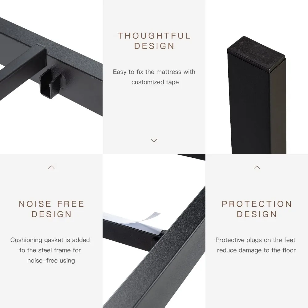 إطار سرير بمنصة معدنية كاملة الحجم من ikalido، شرائح معدنية شديدة التحمل مع مساحة تخزين كبيرة وفتحات محفوظة لـ DIY H #6