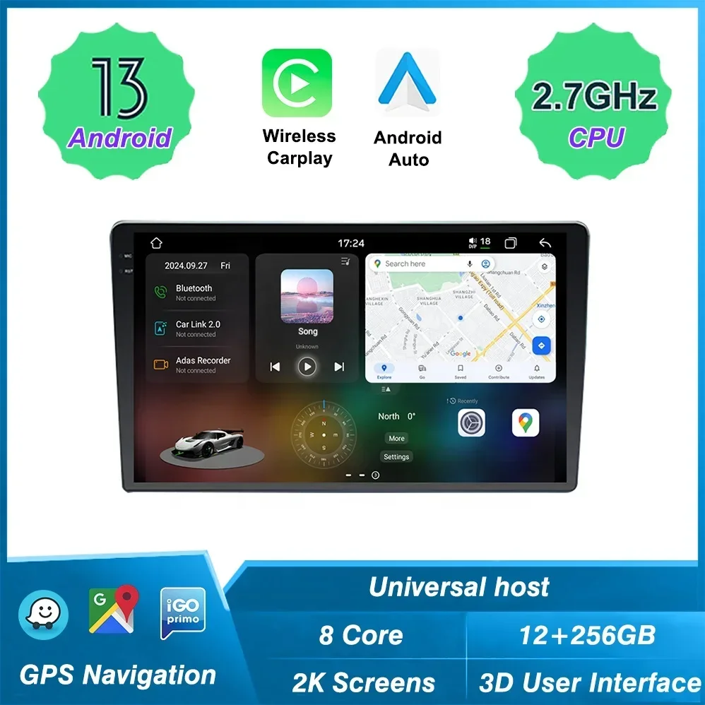 3D Real-time Dynamic Driving UIS 7870 12+256GB 2K Screen Android Car Radio GPS Navigation 9/10 Inch Universal Host