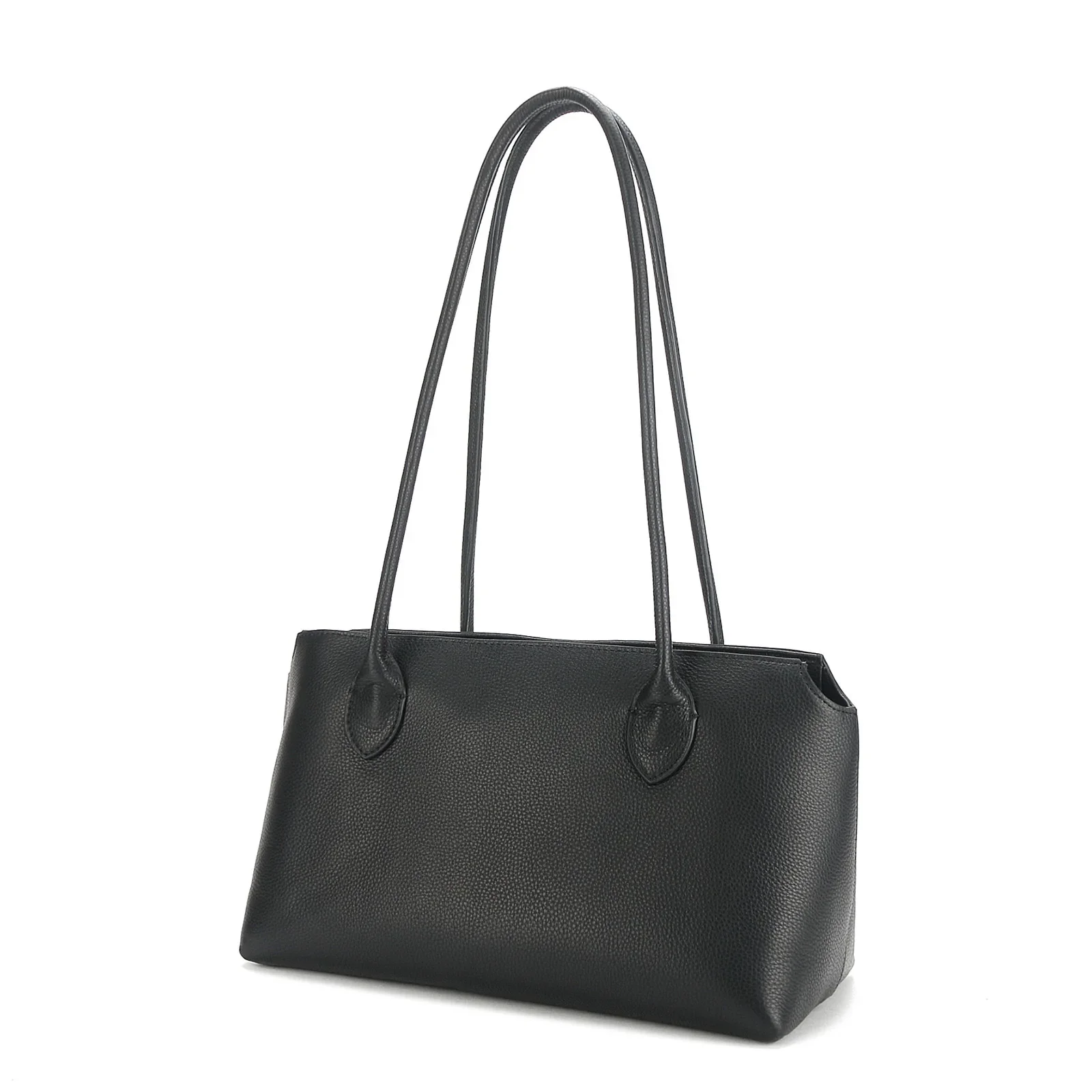 Bolsa tote de camurça feminina, bolsa de mão luxuosa de couro fosco, bolsa de ombro de couro genuíno, padrão de lichia, estilos lisos