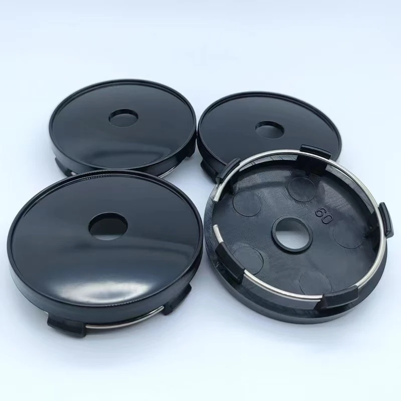 4Pcs 60mm ABS Car Wheel Hub Center Cap Cover Black Silver Universal Vehicle Rims Dust- proof Cover Hubcaps Hub Center Cover