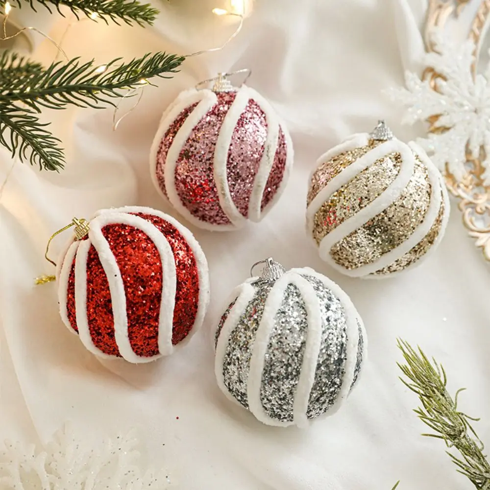 8cm Christmas Foam Color Balls Pendant Cartoon Elegant Sequins Christmas Ball Pendant DIY Merry Christmas Tree Decor