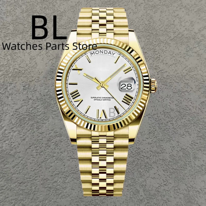 BLIGER Luxe CustomLogo Two Tone Rose Gold DD36DD40 Herenhorloges Miyota8285 Mechanische Horloges Saffierspiegel Waterdicht