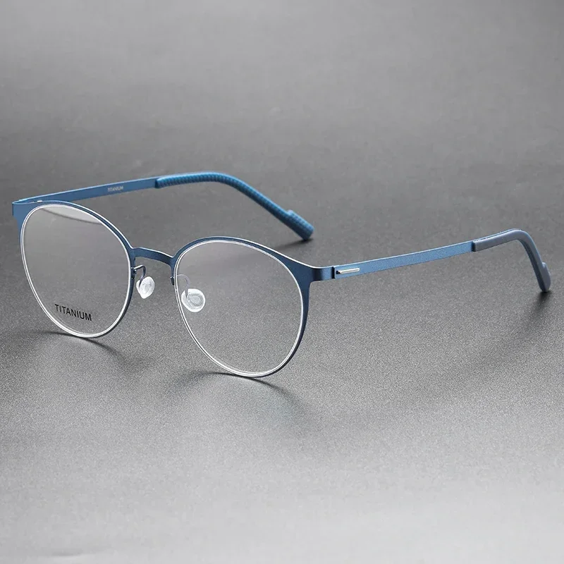 Retro Round  Denmark Titanium Reading Eyeglasses For Men Lightweight Screwless Women Glasses Prescription Frame 8001 Spectacle