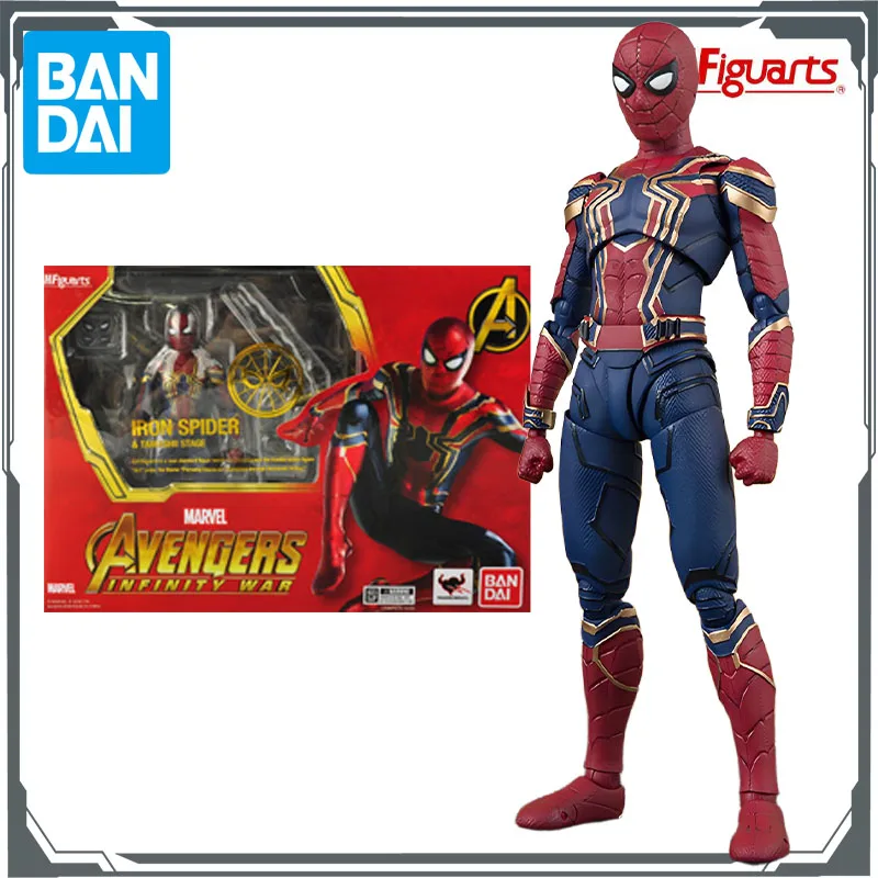 BANDAI Original S.H.Figuarts Iron Man MK50&Spider-Man Armor Action Figures Toys for Boys Christmas Gift Collectible Model