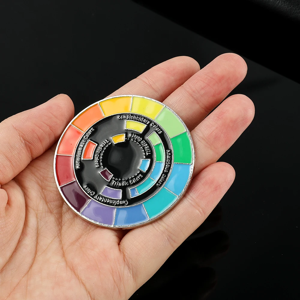 Colorful Wheel Enamel Brooch Theory Artist Badge Gifts Lapel Pins for Backpack Hat Jacket Badge Accessories