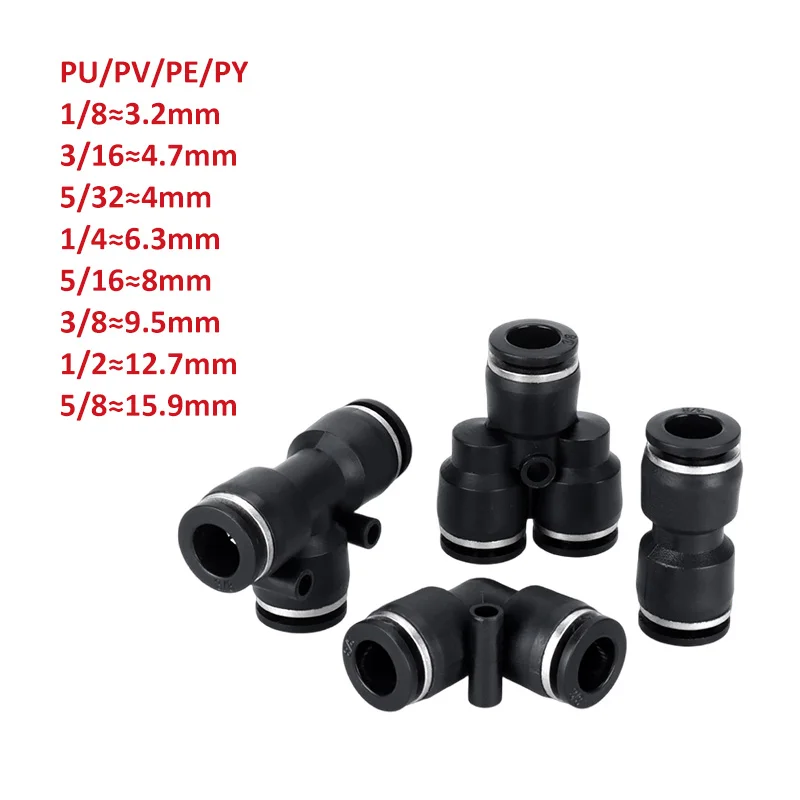 Pneumatic Hose Fitting PU PY PE PV 1/8 1/4 3/8 1/2 5/16 5/8 5/32 Air Tube Connector Quick Release Pipe Fittings