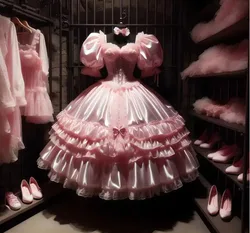 Pink victorian Sweetheart Quinceanera Dress Fairy Corset Ball Gown 15 16 Birthday Lace Bow Customized Tiered Prom Dress